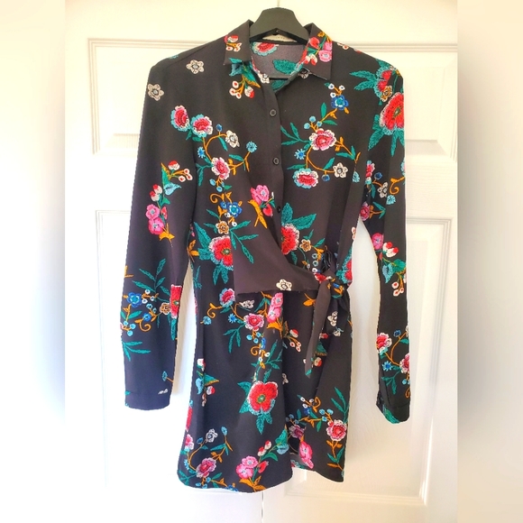 Luna Black Floral Embroidery minidress - Picture 1 of 3